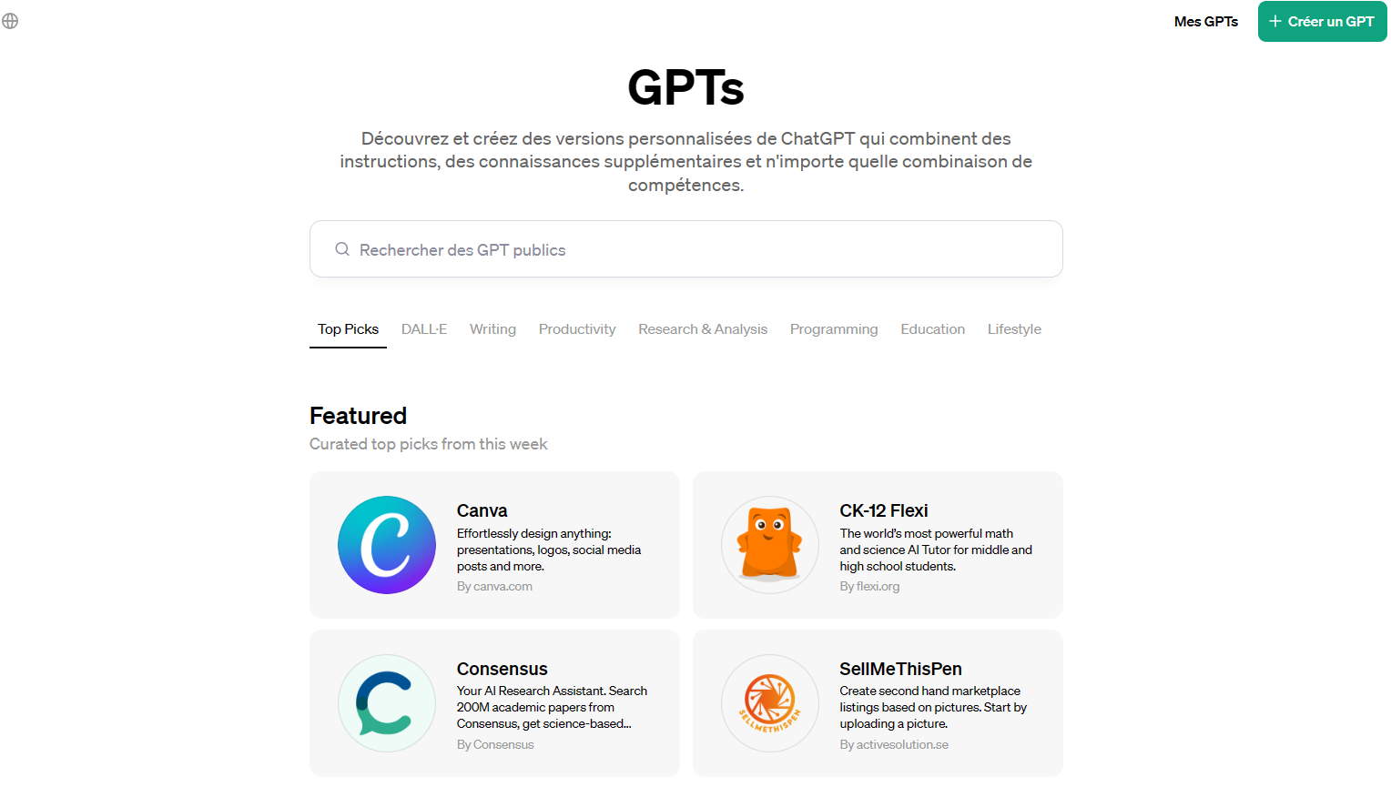 GPTs  publics